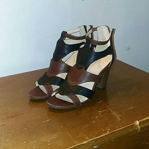 Black and Brown Chunky High Heels